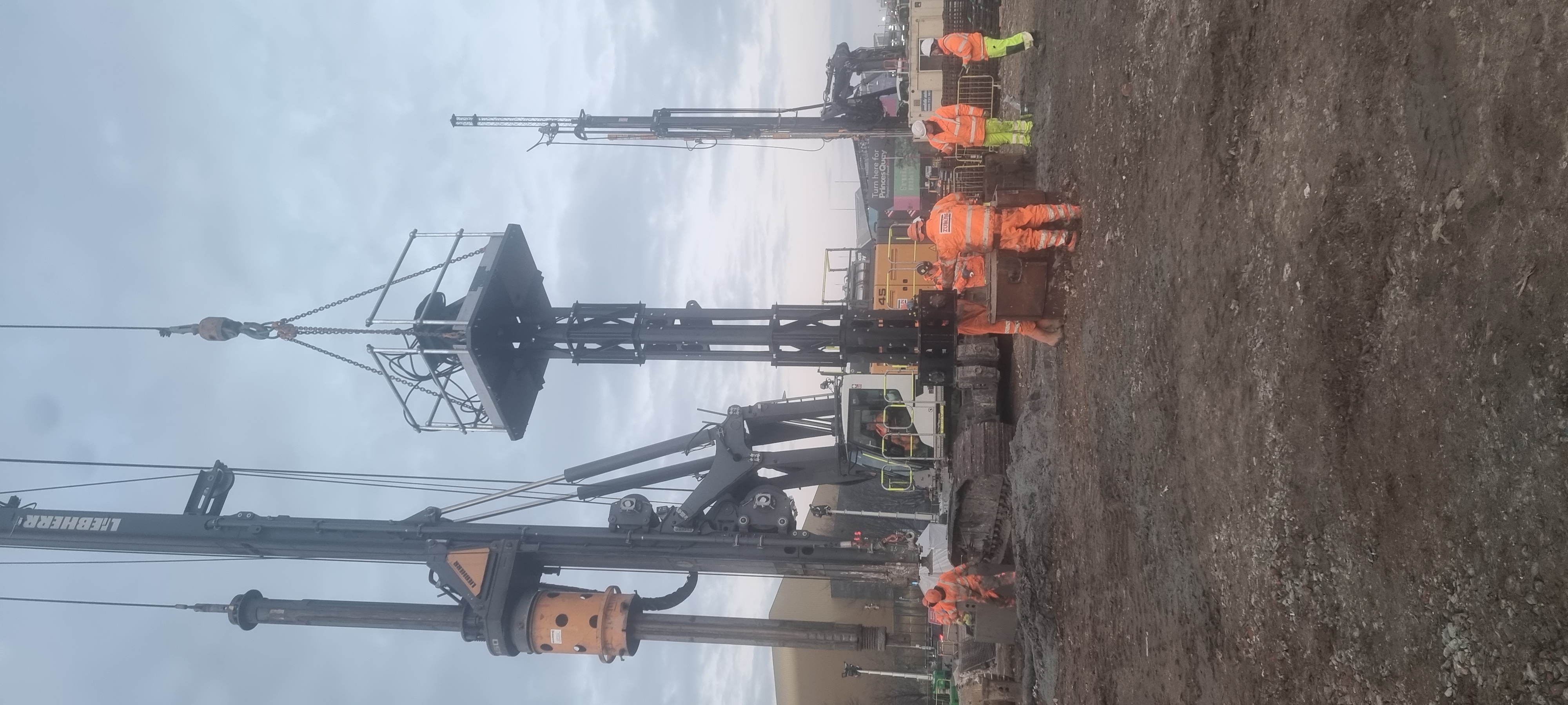 Guide frame aligned over the pile with base plate levelled