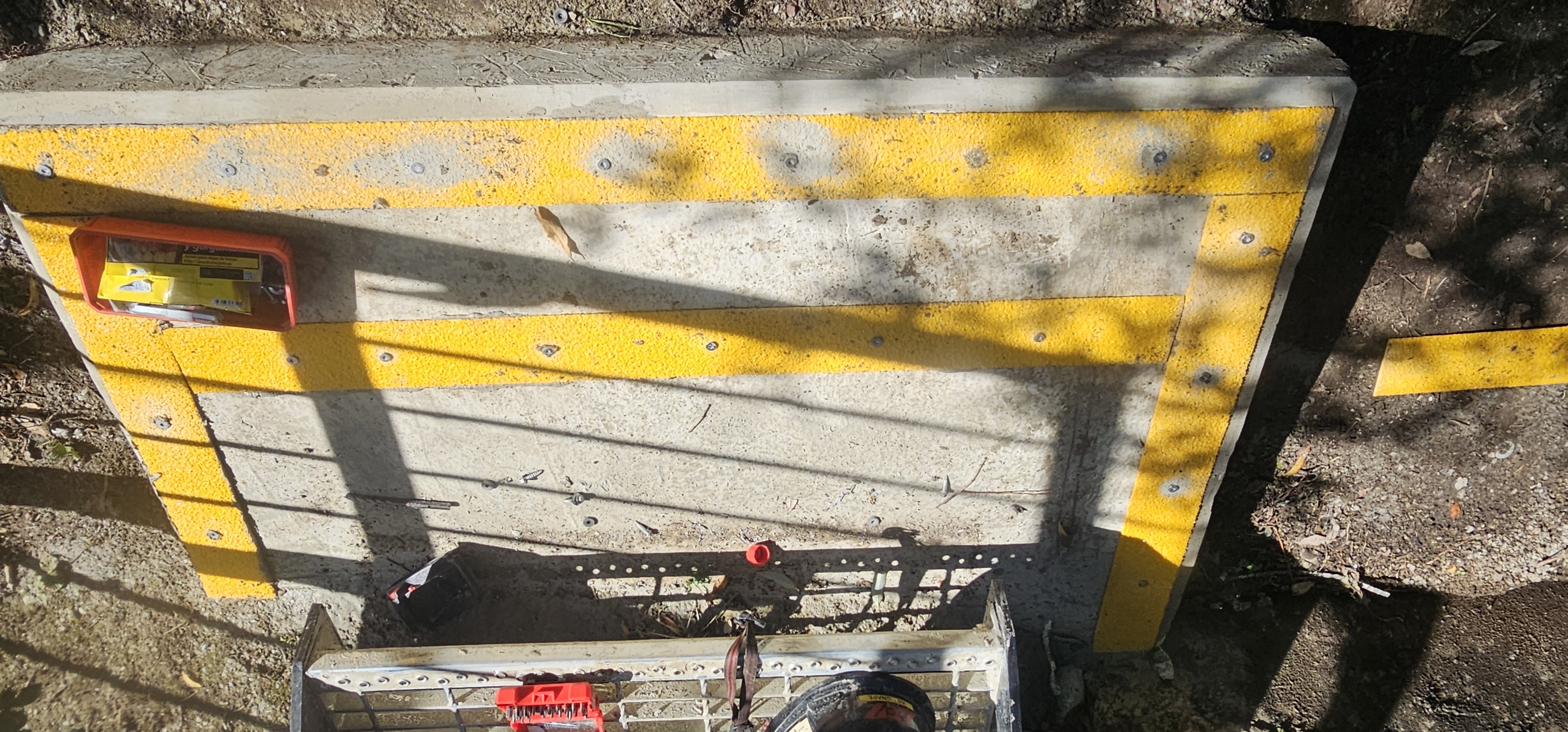 Finished access landing and surrounding tidy ground