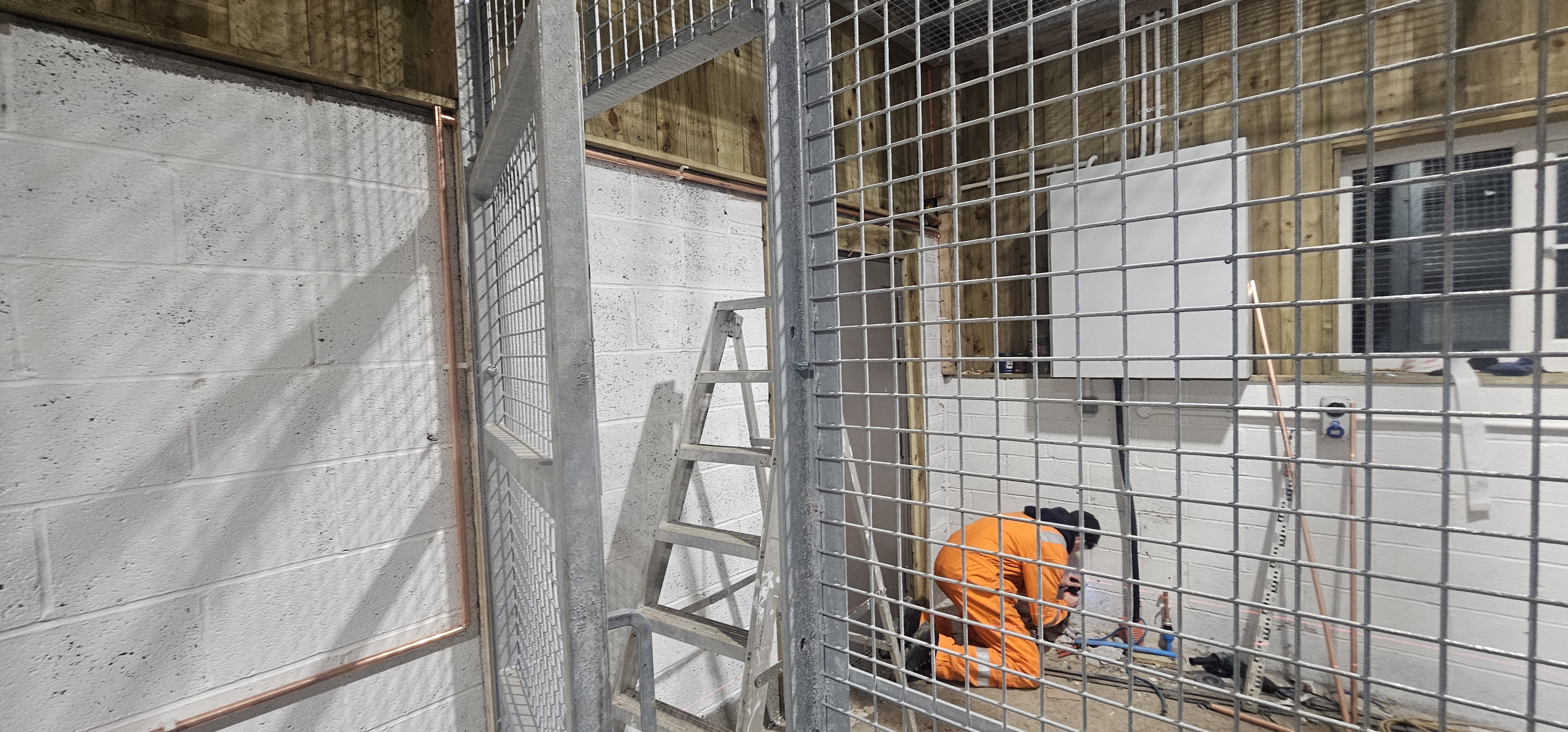 Steel frame progress during the bear house build